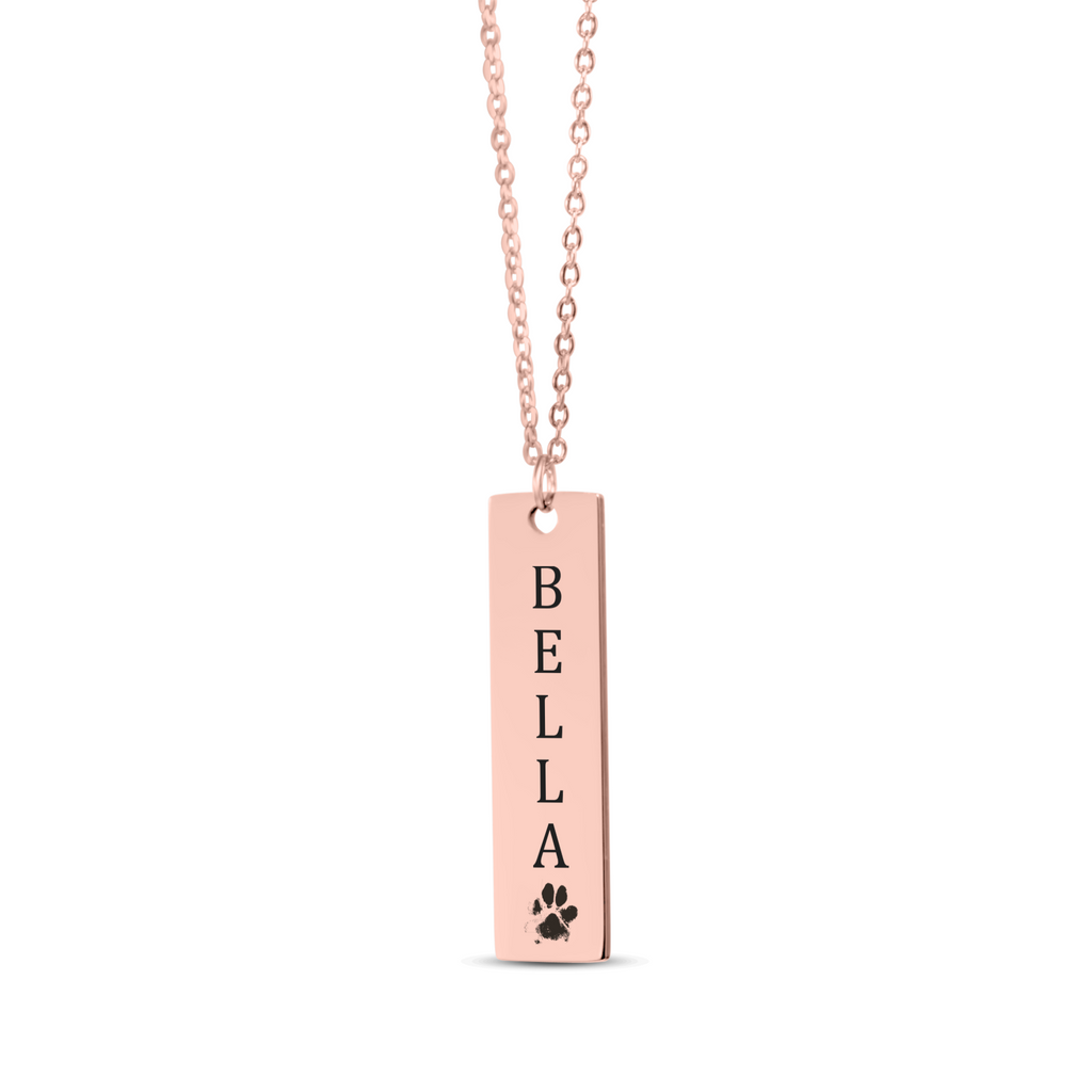 Actual Paw Print + Name Necklace - Obsidian's LLC
