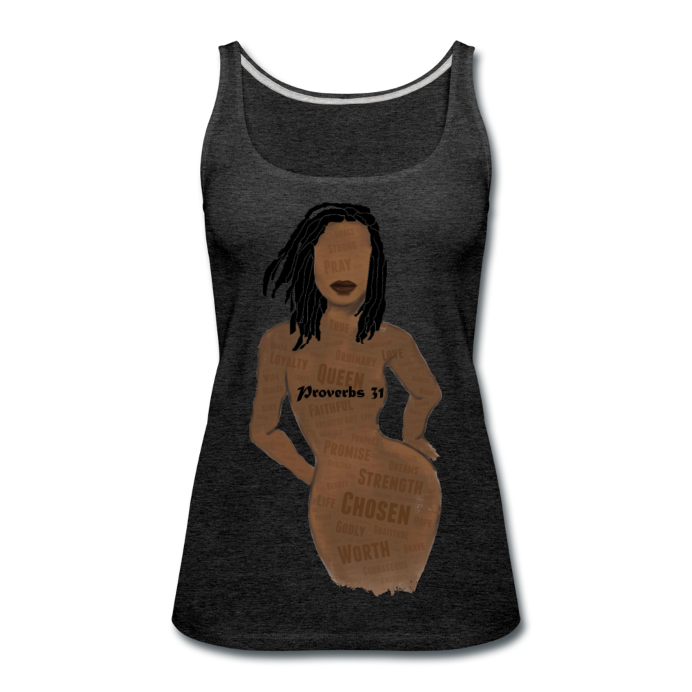 Proverbs 31 Loc Lady Women’s Premium Tank Top - charcoal gray